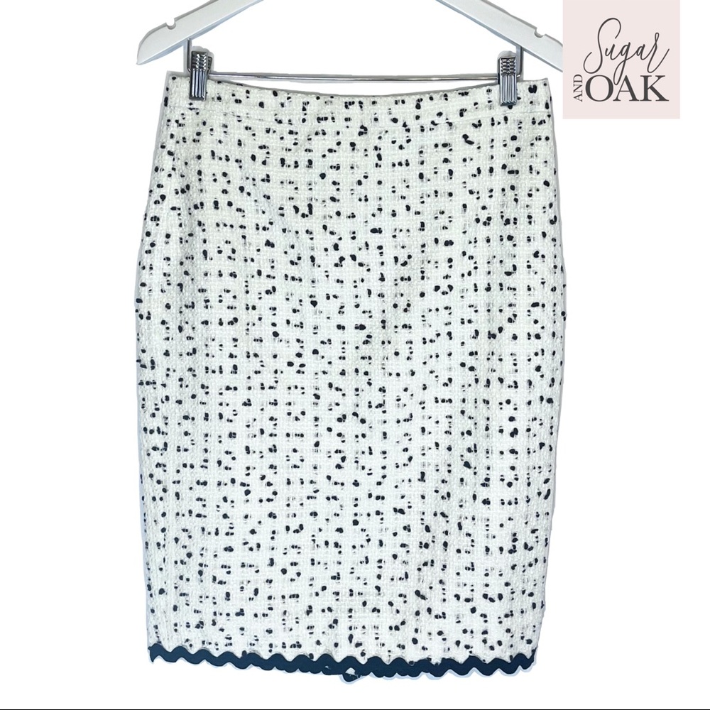 NWT J. Crew Tweed White & Black Pencil Skirt Sz 4